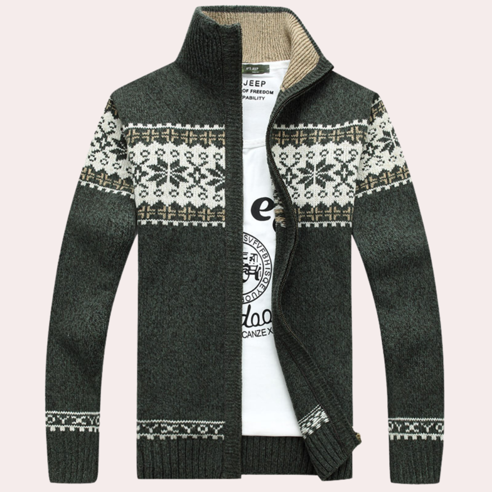 Knit Zip Up Jacket for Men - Stand Collar - Image 4