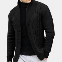 Cable Knit Shawl Collar Jacket for Men - Button Down - Image 2