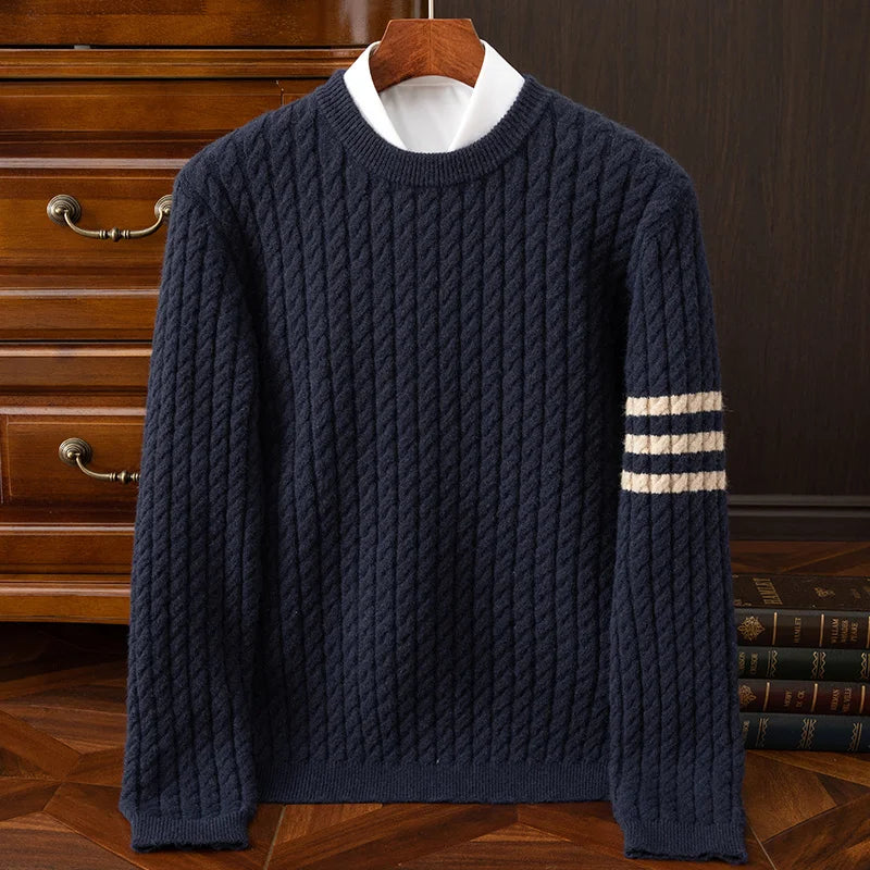 Crew Neck Sweater for Men - Cable Knit - Image 2