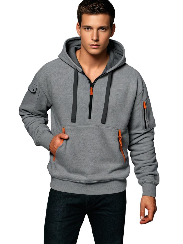 Pullover Hoodie for Men - Cargo Pockets - Image 4
