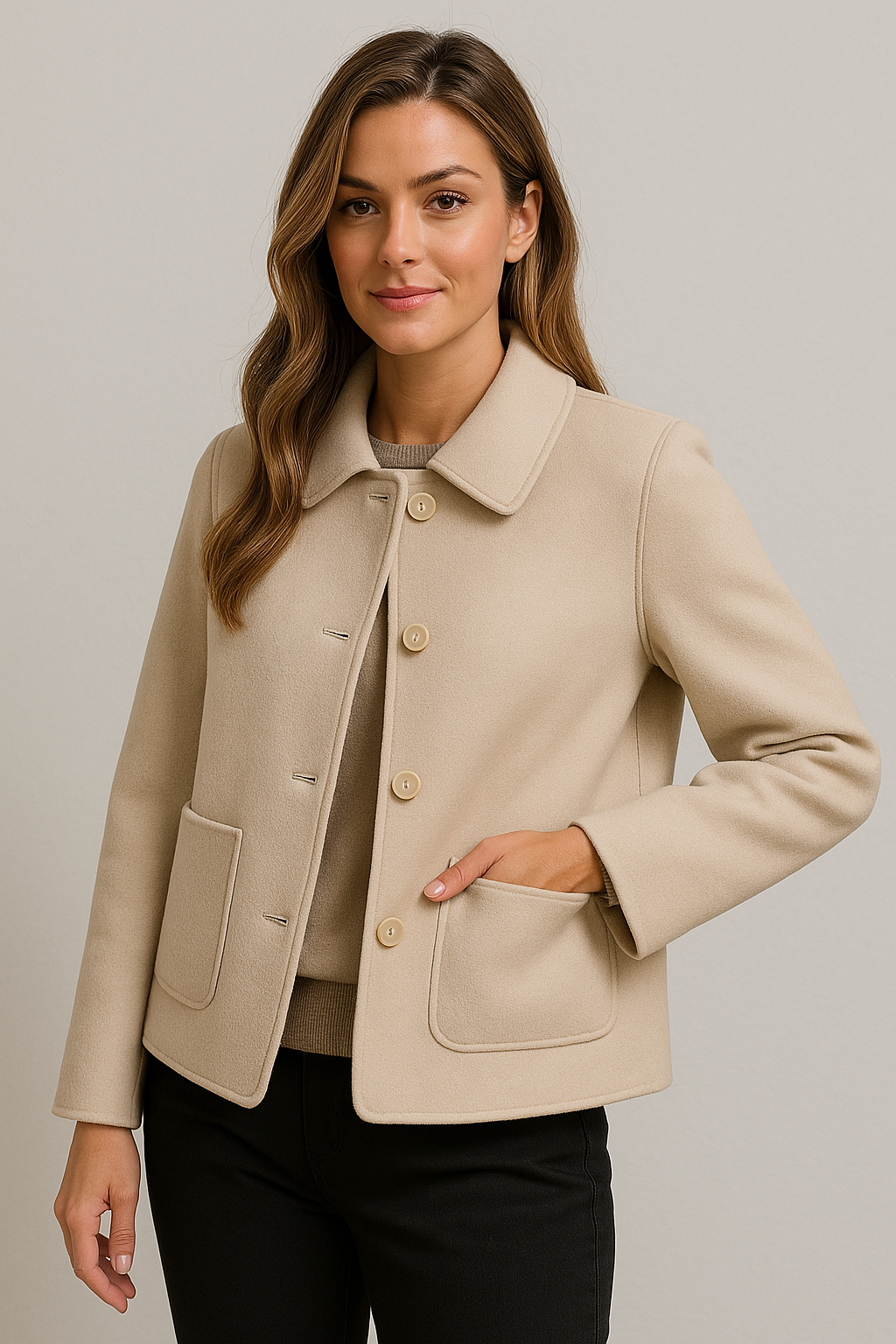 Button-Down Jacket for Women - Patch Pockets - Image 1
