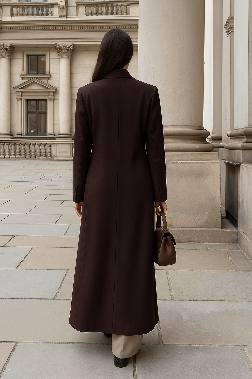 Oversized Long Coat for Women - Double-Breasted - Image 2