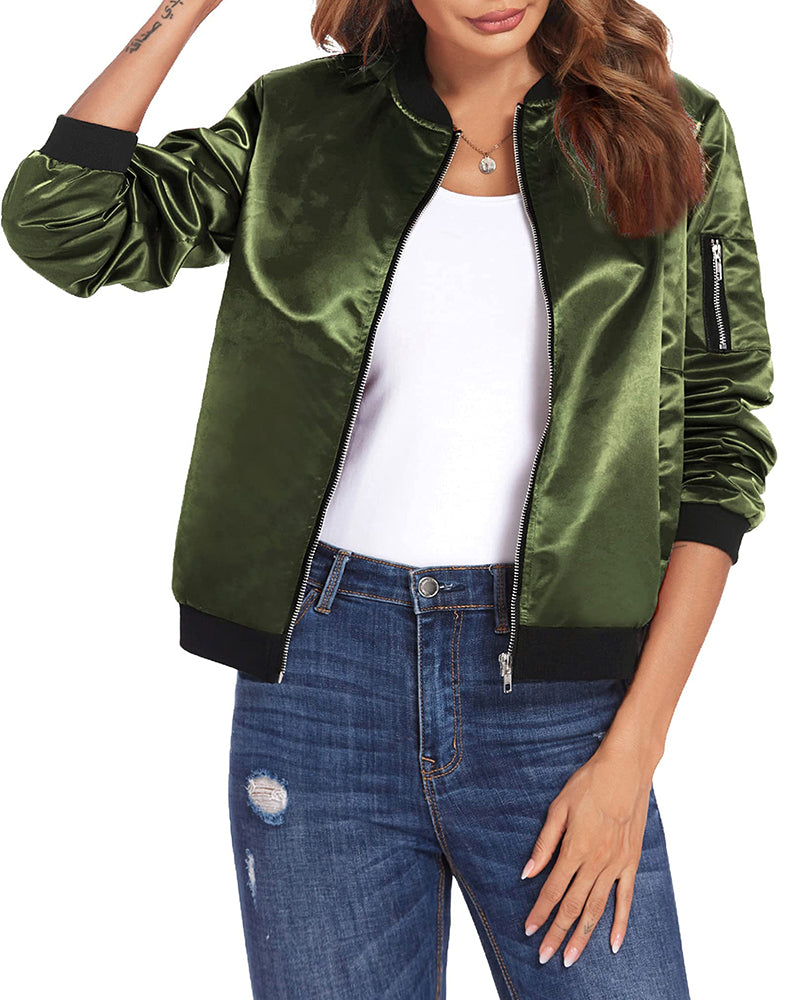 Bomber Jacket for Women - Long Sleeve - Image 5