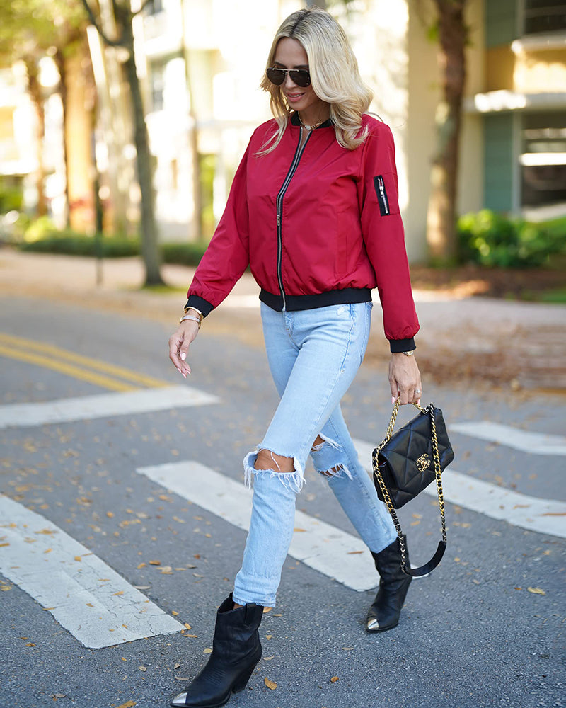 Bomber Jacket for Women - Long Sleeve - Image 2