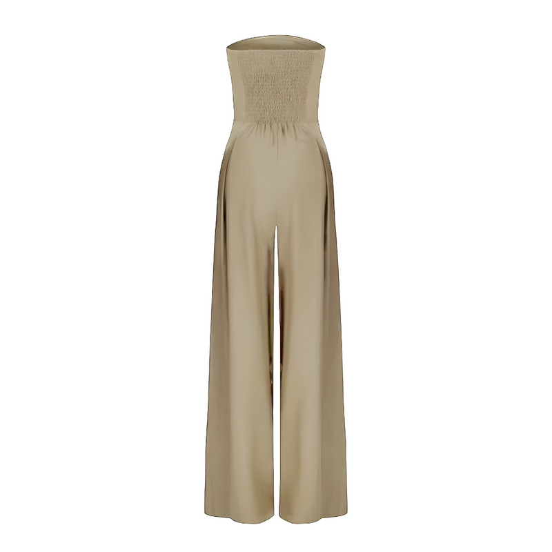 Strapless Wide Leg Jumpsuit for Women - High Waisted Pockets - Image 9