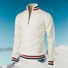 Cable Knit Quarter Zip Sweater for Men - Striped - Image 1