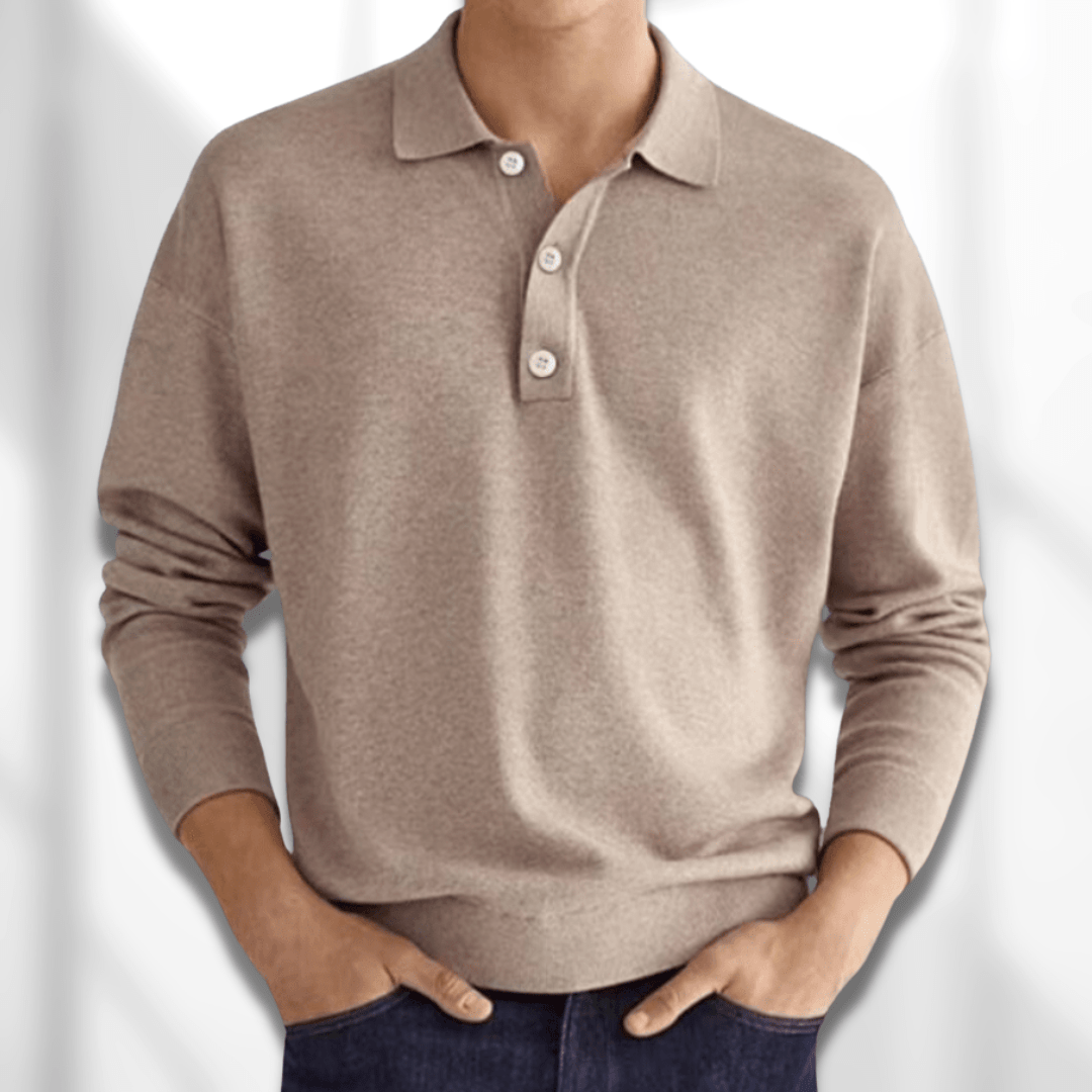 Polo Sweater for Men - Long Sleeve - Image 1