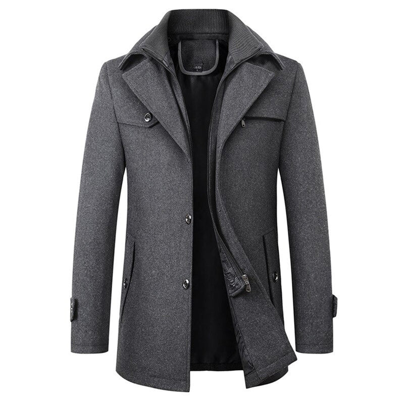 Pea Coat Coat for Men - Button Front - Image 3