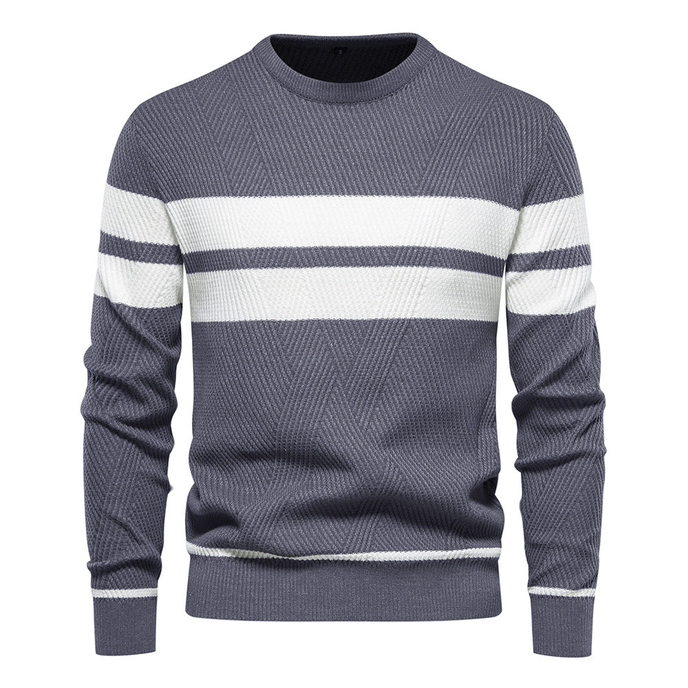 Crew Neck Sweater for Men - Striped - Image 5