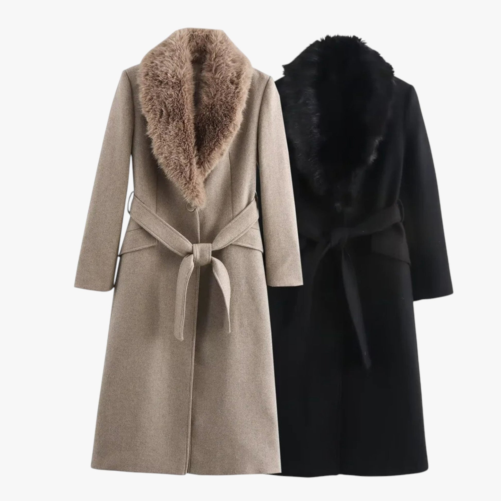 Wrap Coat for Women - Faux Fur Collar - Image 6