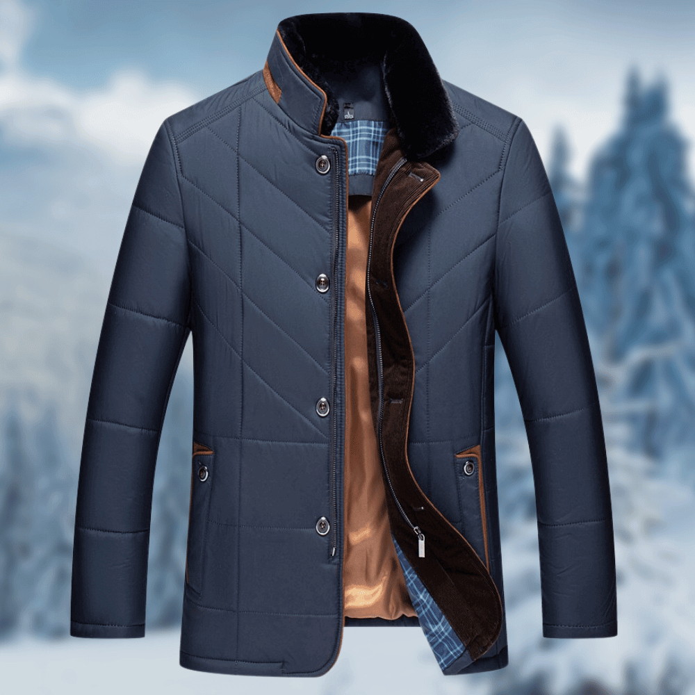 Puffer Jacket for Men - Fur Collar - Image 1
