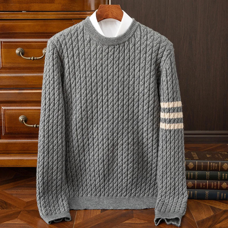 Crew Neck Sweater for Men - Cable Knit - Image 3