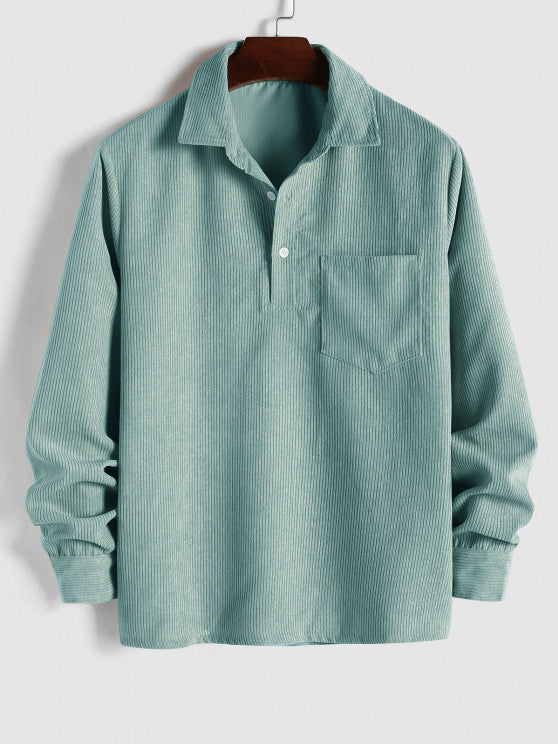 Camp Collar Shirt for Men - Chest Pocket - Image 5