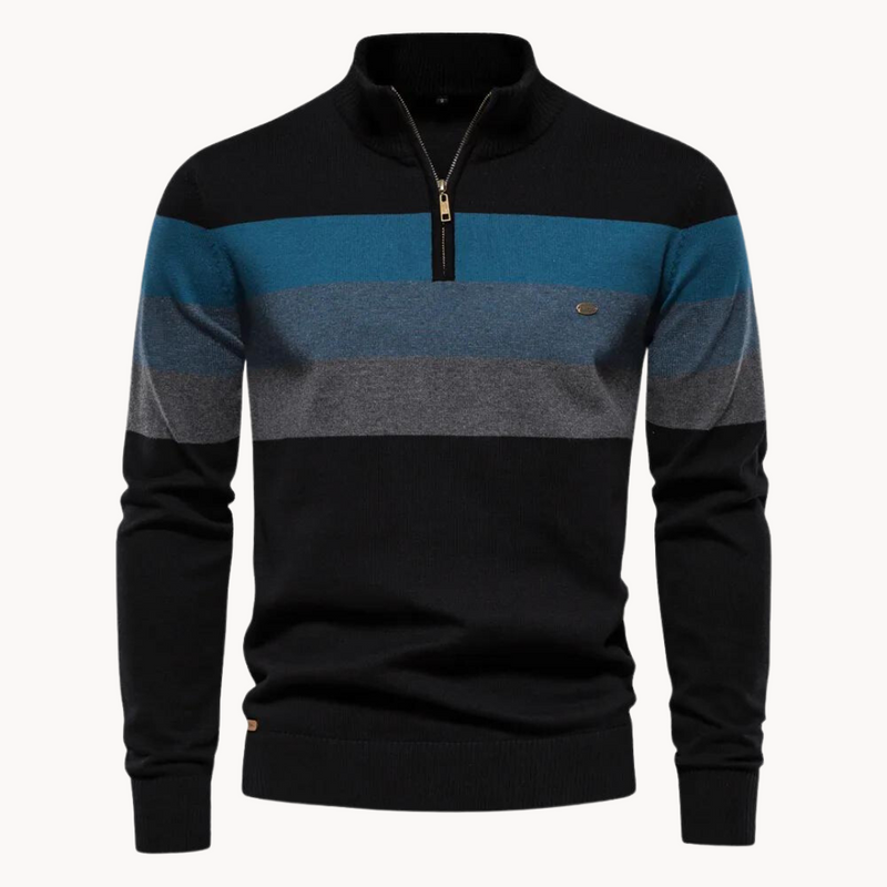 Striped Quarter-Zip Sweater for Men - Long Sleeve - Image 9