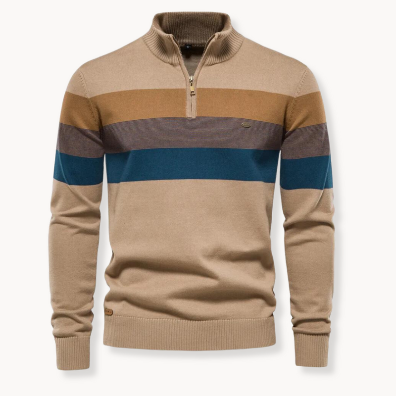 Striped Quarter-Zip Sweater for Men - Long Sleeve - Image 10