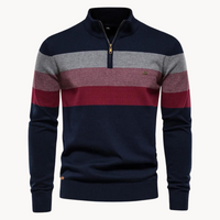 Striped Quarter-Zip Sweater for Men - Long Sleeve - Image 1