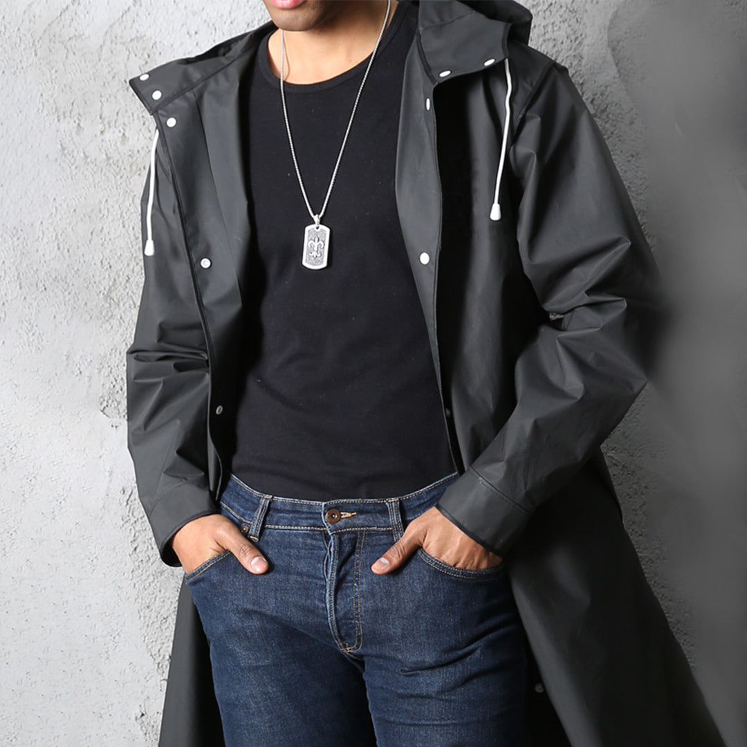 Hooded Long Coat for Men - Button Front - Image 4