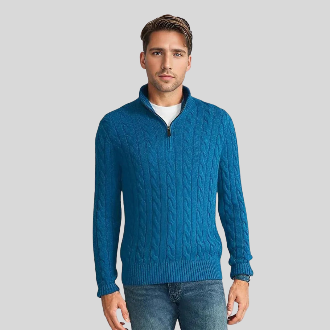 Quarter-Zip Sweater for Men - Stand Collar - Image 3