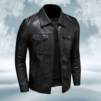 Leather Jacket for Men - Zip Up - Image 3