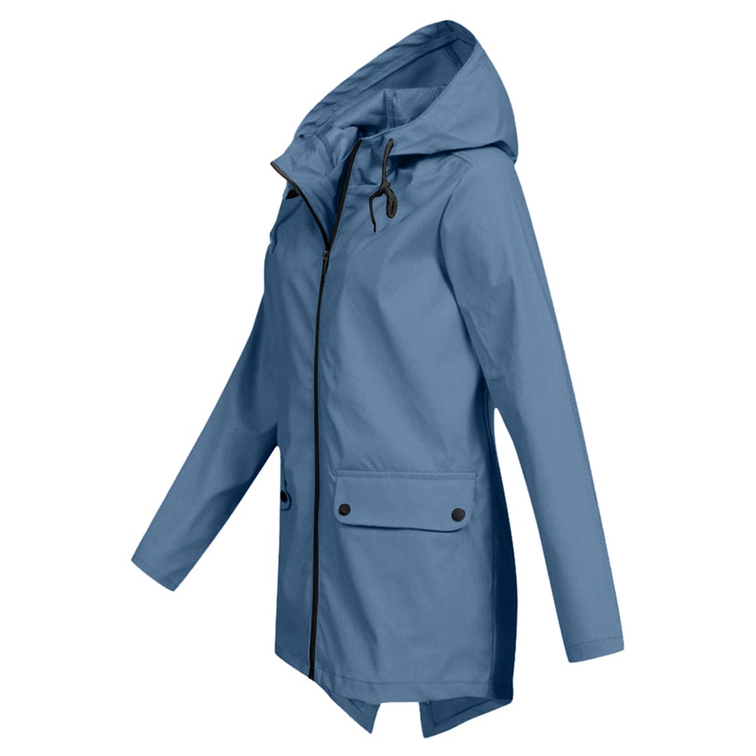 Hooded Raincoat for Women - Zip-Up - Image 9