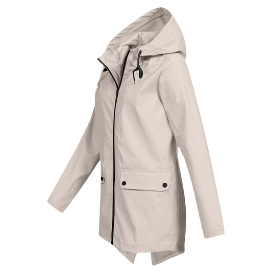 Hooded Raincoat for Women - Zip-Up - Image 1
