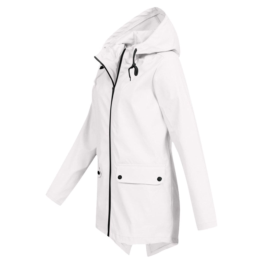 Hooded Raincoat for Women - Zip-Up - Image 5