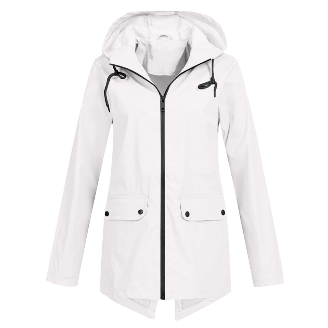 Hooded Raincoat for Women - Zip-Up - Image 13