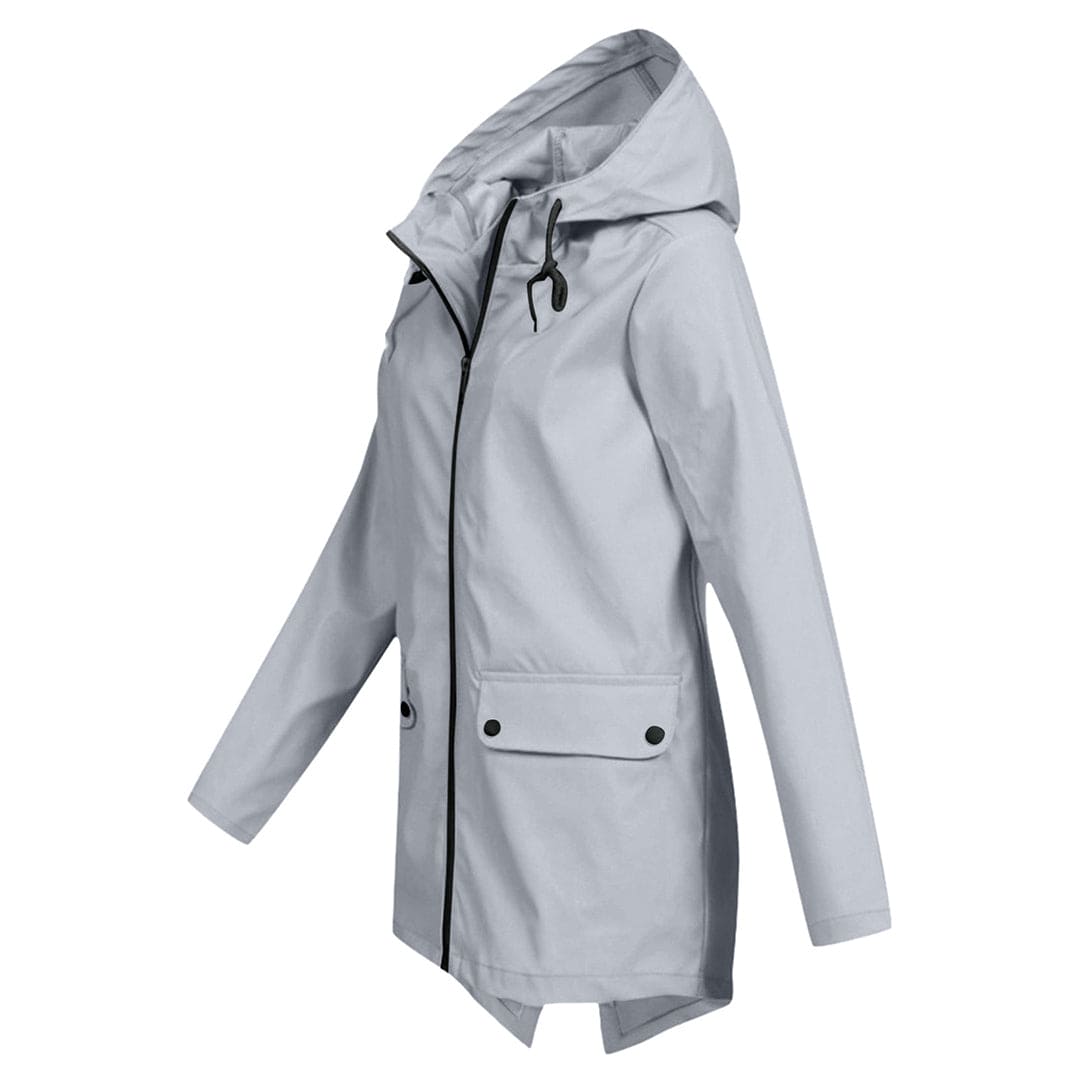 Hooded Raincoat for Women - Zip-Up - Image 7