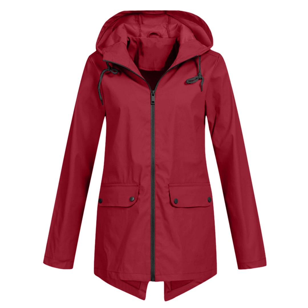 Hooded Raincoat for Women - Zip-Up - Image 12