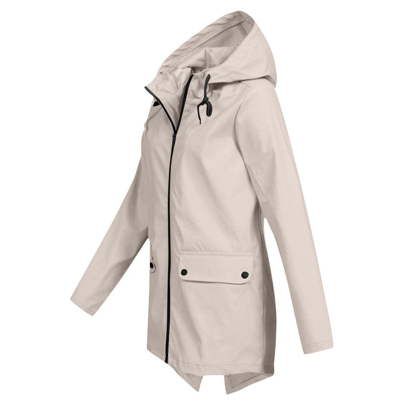 Hooded Zip-Up Coat for Women - Pocket Detail - Image 1