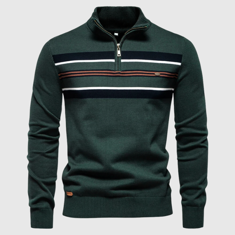 Quarter Zip Sweater for Men - Striped - Image 1