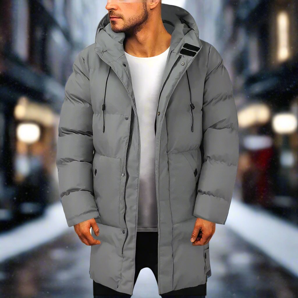 Puffer Hooded Coat for Men - Drawstring Hood - Image 1