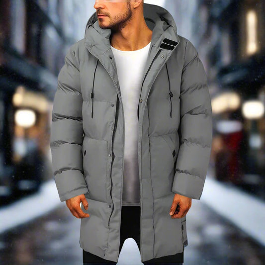 Puffer Hooded Coat for Men - Drawstring Hood - Image 1
