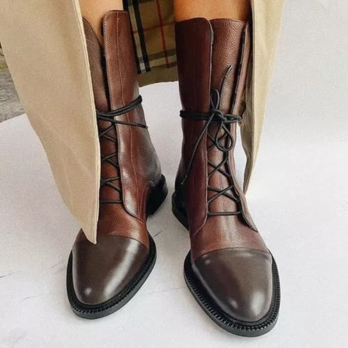Lace-Up Ankle Boots for Women - Pointed Toe - Image 11