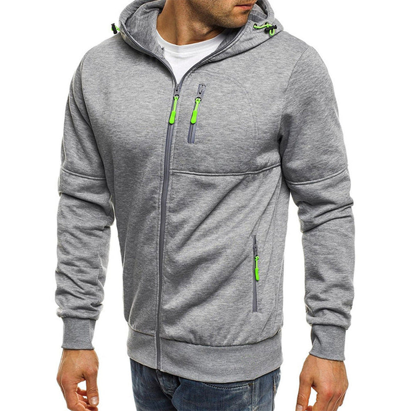 Hooded Full Zip Jacket for Men - Zip Pockets - Image 11
