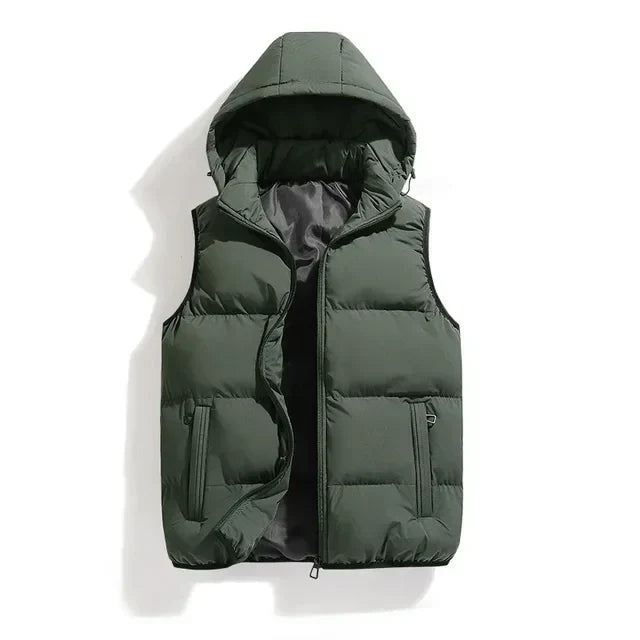 Puffer Hooded Vest for Men - Zip Front - Image 1