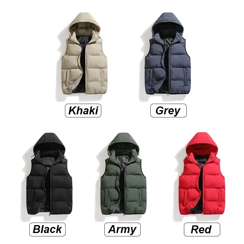 Puffer Hooded Vest for Men - Zip Front - Image 6
