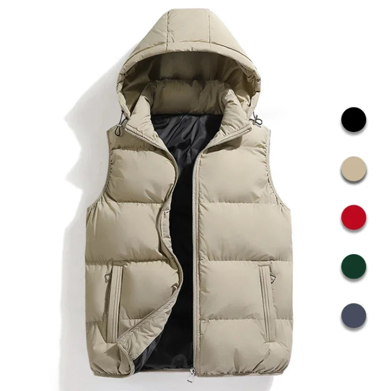 Puffer Hooded Vest for Men - Zip Front - Image 2