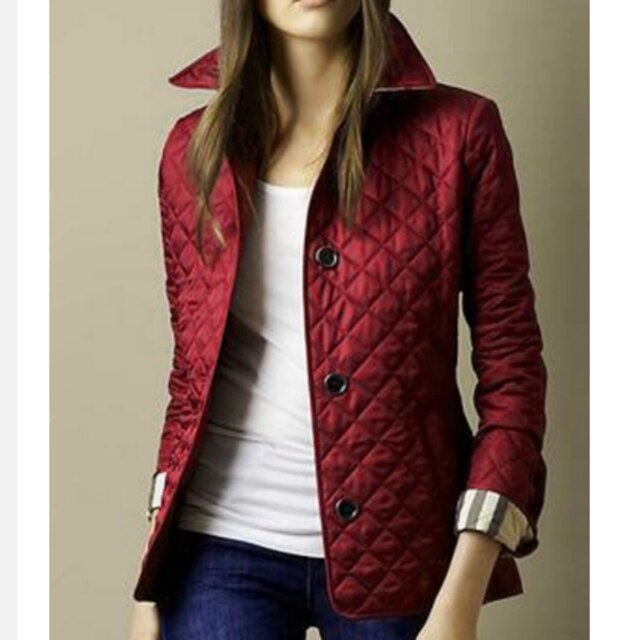 Quilted Collar Jacket for Women - Button-Down Hip Length - Image 4