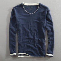 V-Neck Sweater for Men - Layered Cuff - Image 1