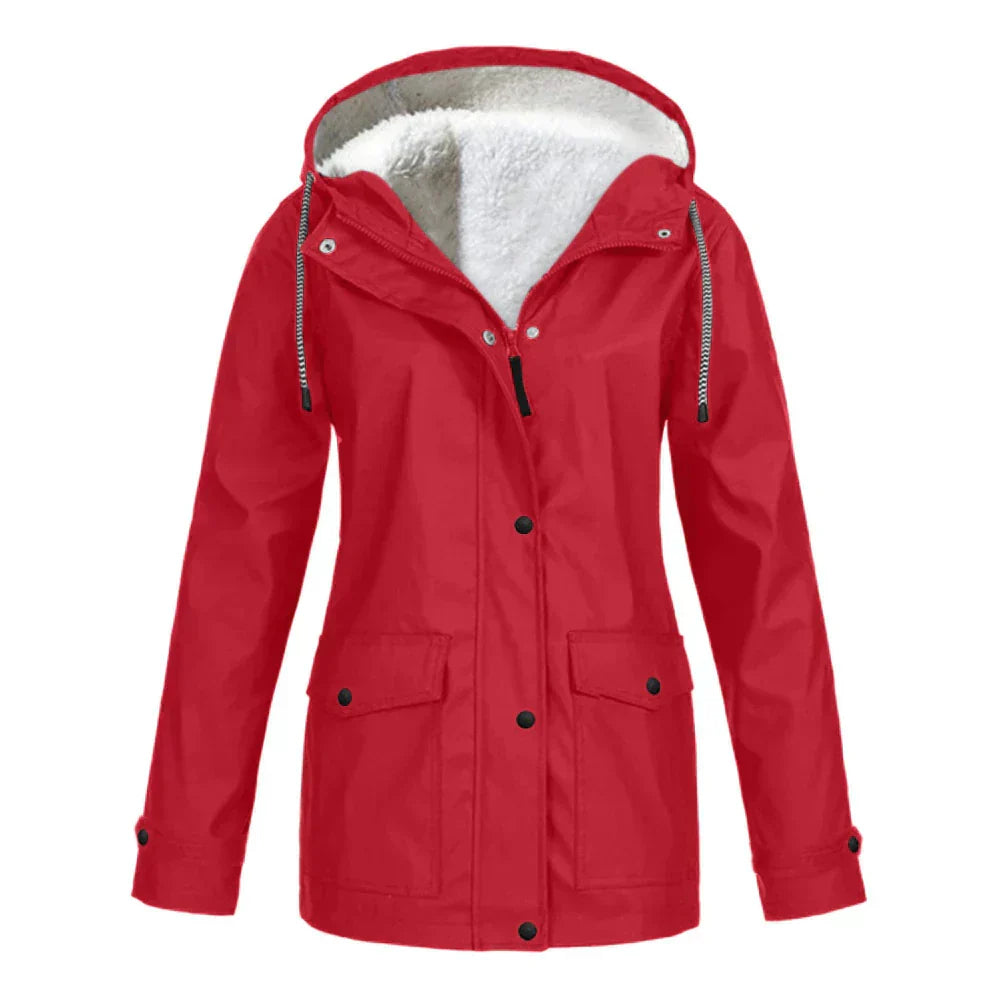 Hooded A-Line Coat for Women - Long Sleeve - Image 8