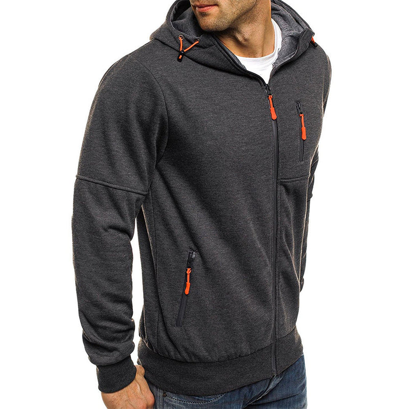 Hooded Full Zip Jacket for Men - Zip Pockets - Image 2