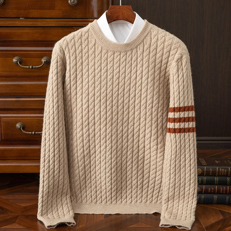 Crew Neck Sweater for Men - Cable Knit - Image 1