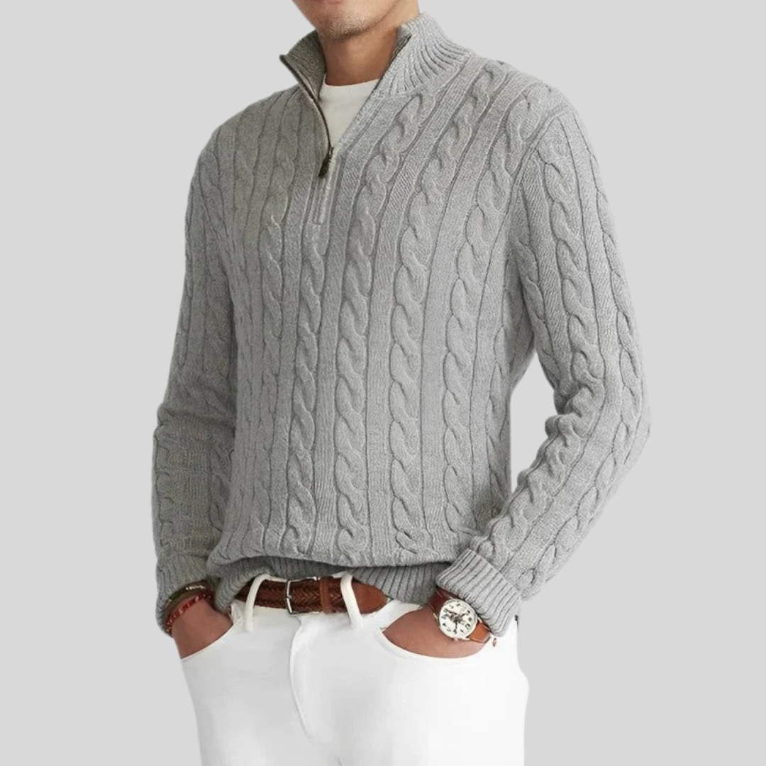 Quarter-Zip Sweater for Men - Stand Collar - Image 1
