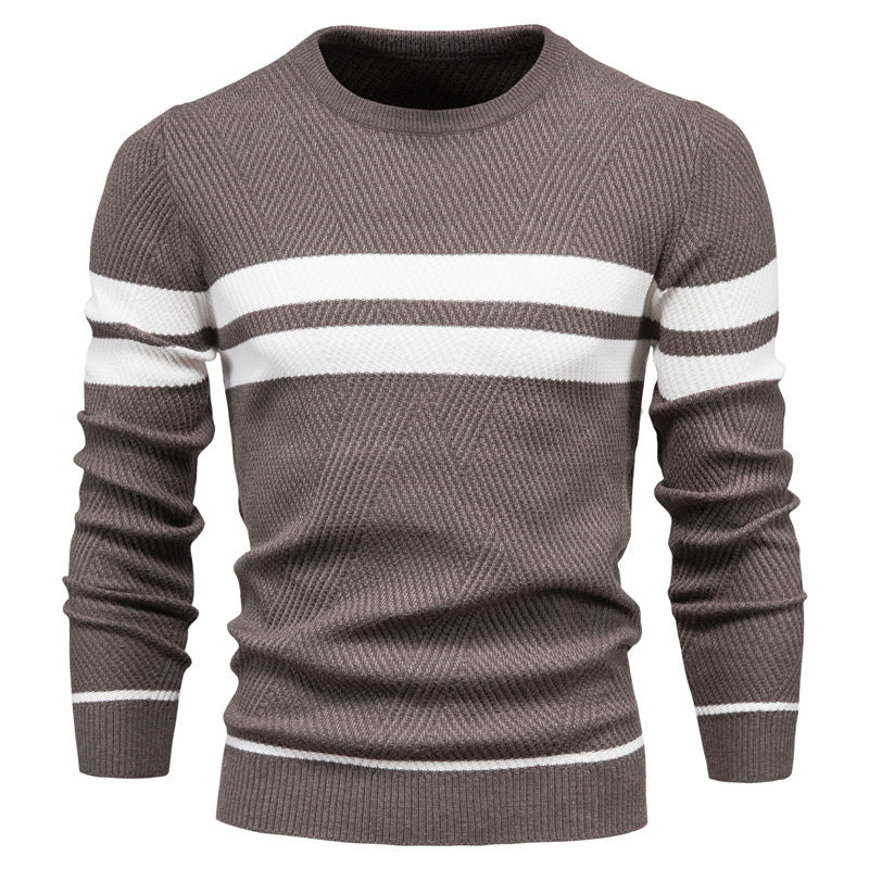 Crew Neck Sweater for Men - Striped - Image 3