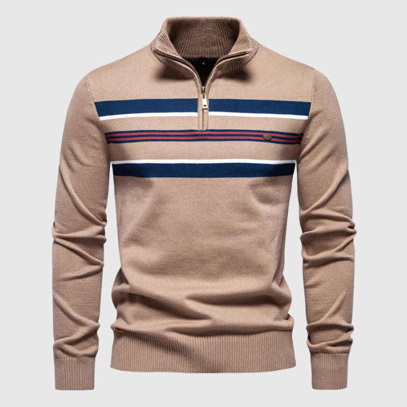 Quarter Zip Sweater for Men - Striped - Image 3