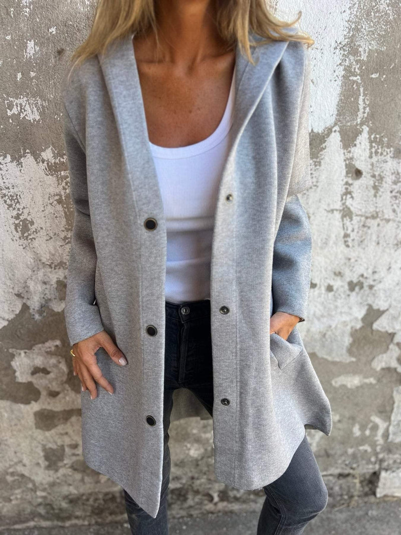 Hooded Coat for Women - Button Front - Image 1
