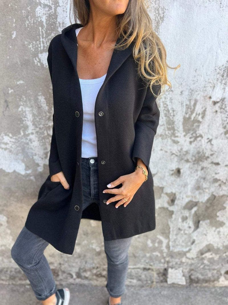 Hooded Coat for Women - Button Front - Image 3