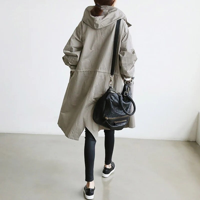 Hooded Long Coat for Women - Button Front - Image 3