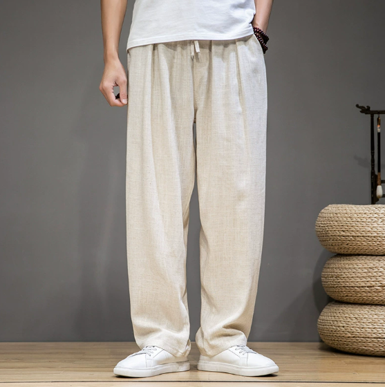 Wide Leg Pants for Men - Drawstring Loose Fit - Relaxed Fit Casual - Image 1